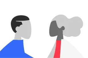Man and woman facing each other illustration